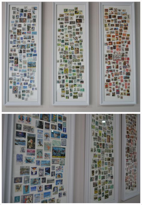 Stamps Collection Display, Stamp Display Ideas, Stamp Display Ideas Postage, Old Stamps Art Ideas, Sticker Collage Display, Postage Stamp Display, Stamp Collection Display, Stamp Collection Ideas, Stamp Display