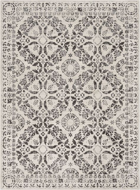 Surya Bahar BHR-2318 Medium Gray Rug Boutique Rugs, Surya Rug, Bedroom Size, Area Rug Sizes, Bohemian Area Rugs, Medallion Design, Unique Spaces, Beige Area Rugs, Modern Spaces