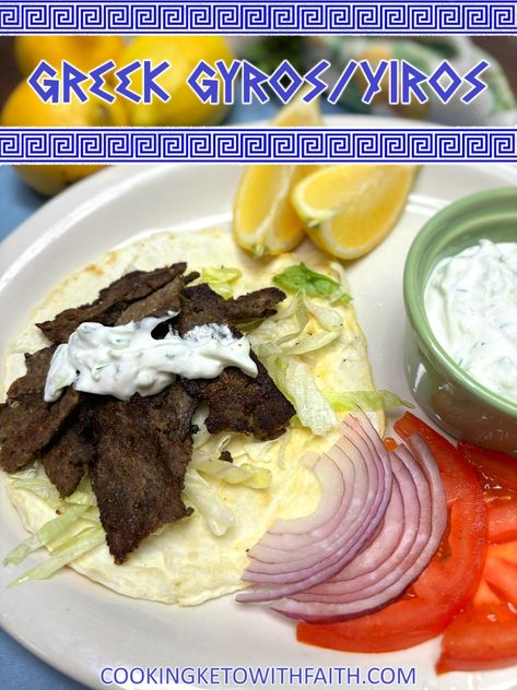 Keto Gyro, Greek Sandwich, Gyro Meat Recipe, Grain Free Dinner, Greek Spices, Lamb Gyros, Tzatziki Sauce Recipe, Greek Gyros, Mall Food Court