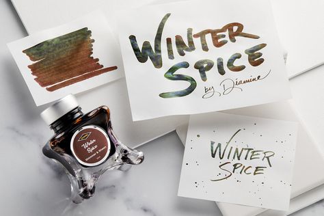 Diamine Winter Spice: Ink Review - The Goulet Pen Company Glass Ink Pen, Diamine Shimmering Ink, Fountain Pen Collection, Winter Writing, Antique Fountain Pen, Brown Bottles, Fountain Pen Nibs, Goulet Pens, Goulet Pens Company