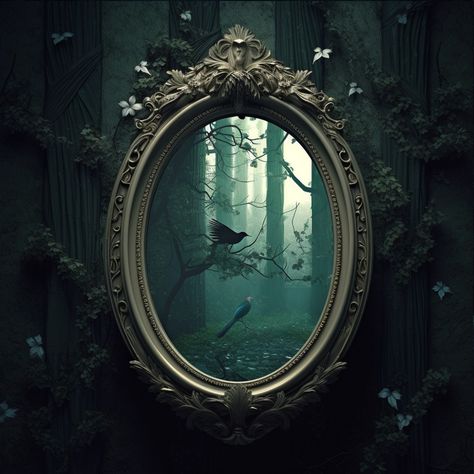 Cracked Mirror Aesthetic, Halloween Mirror, Magic Mirror, Magic Aesthetic, Witch Aesthetic, Zodiac Art, Mood Board Design, Digital Graphics, Graphic Artist