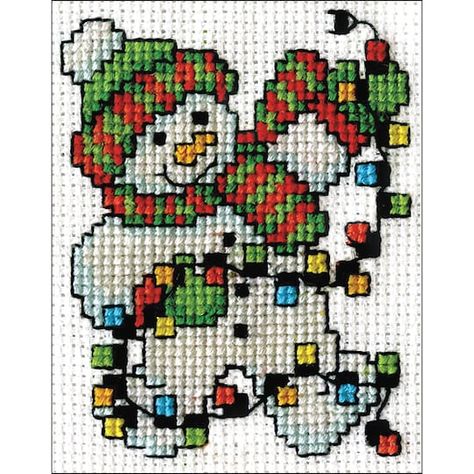 Buy the Design Works Snowman Lights Mini Counted Cross Stitch Kit at Michaels. com. Create a holiday cross stitch image and mount it within the miniature frame! This package contains one plastic frame, embroidery floss, Aida cloth, one needle and instructions. Create a holiday cross stitch image and mount it within the miniature frame! This package contains one plastic frame, embroidery floss, Aida cloth, one needle and instructions. Details: Design: Snowman Lights Mini Finished size: 2" x 3" in Kawaii Embroidery, Stitch Image, Snowman Cross Stitch Pattern, Holiday Cross Stitch Patterns, Frame Embroidery, Cross Stitch Christmas Stockings, Holiday Cross Stitch, Xmas Cross Stitch, Winter Cross Stitch