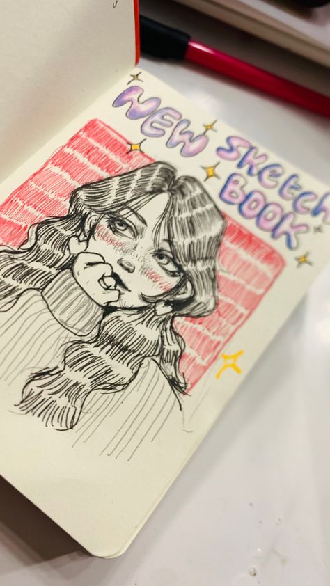 Aesthetic cute girl sketch for aesthetic first page of sketchbook First Pages Of Sketchbook, Sketch Book First Page Ideas Aesthetic, Book First Page Ideas, Sketch Book First Page, Sketch Book First Page Ideas, First Sketchbook Page, First Page Ideas, Pen Aesthetic, Sketchbook Tours