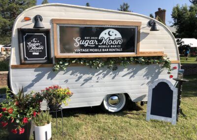 Camper Mobile Bar | Sugar Moon Mobile Bar Vintage Camper Mobile Bar, Vintage Camper Bar, Mobile Bar Camper, Camper Coffee Bar, Mobile Bar Trailer Interior, Camper Mobile Bar, Horse Trailer Interior Remodel, Camper Food Truck, Espresso Martini Bar