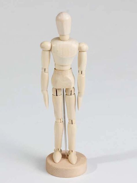 1pc Humanoid Puppet With Wooden Base | SHEIN USA Beige Candles, Tassels Decor, Office Desk Decor, Hand Shapes, Wooden Dolls, Wooden Art, Wooden Stand, Frame Display, Wooden Base