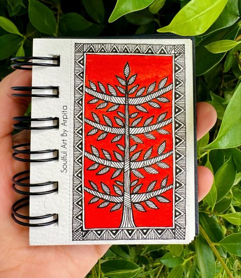 Madhubani Painting Easy For Beginners, Madhubani Painting For Beginners, Easy Madhubani Art For Beginners, Madhubani Art For Beginners, Madhubani Drawing Indian Paintings, Madhubani Tree, Mini Arts, Painting Tree Of Life, Gond Art