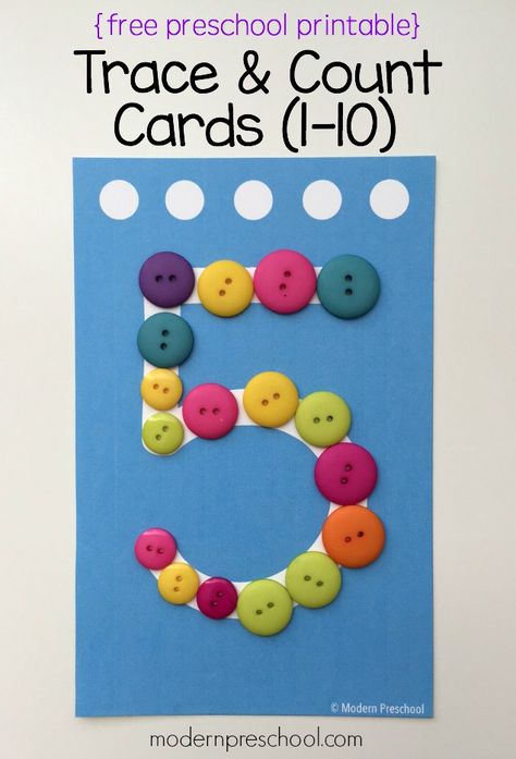 Printable trace and count number cards for preschoolers!  Includes numbers 1-10 from Modern Preschool. Free Printable Numbers, Number Formation, Prek Math, Teaching Numbers, Numbers Preschool, Printable Numbers, Math Activities Preschool, Free Preschool, Kids Calendar