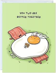 Funny Wedding Card, Engagement Bridesmaid Bachelorette Cards for Bride/Groom, Bridal Wedding Shower, For Him/Her, Couple, Congratulations Greeting Cards (You Two Are Better Together (Bacon and Eggs)) Bachelorette Cards For Bride, Ladybug Rocks, Bridesmaid Bachelorette, Card Engagement, Funny Wedding Cards, Congratulations Greetings, Bacon And Eggs, Funny Wedding, Simple Love Quotes