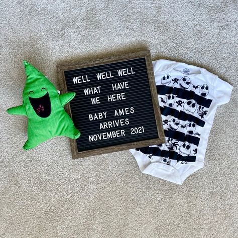 Nightmare Before Christmas Nursery Ideas, Nightmare Before Christmas Baby Nursery, Nightmare Before Christmas Gender Reveal Ideas, Jack And Sally Gender Reveal, Nightmare Before Christmas Baby Announcement, Jack Or Sally Gender Reveal, Jack And Sally Gender Reveal Ideas, Nightmare Before Christmas Room Ideas, Goth Baby Announcement