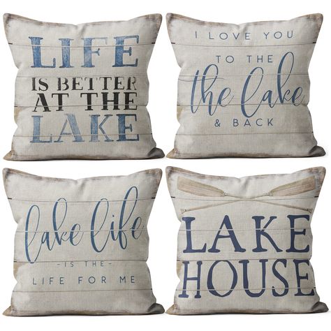 House Porch Decor, Lake House Porch, Lake Life Decor, Paddle Decor, Lake House Gifts, Sofa Bed Couch, House Porch, 18x18 Pillow Cover, Haus Am See