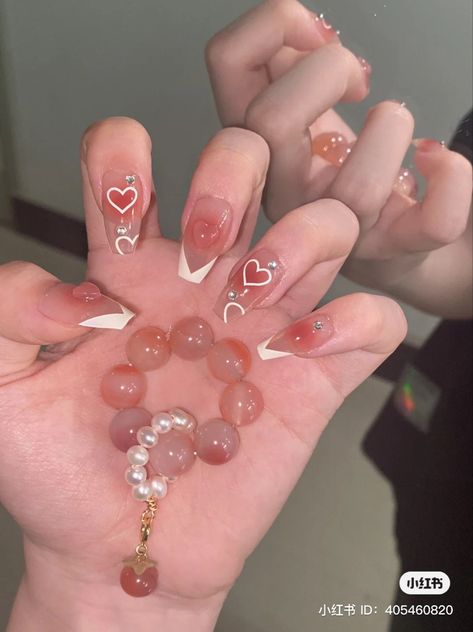 Asian Nails, Grunge Nails, Blush Nails, Pretty Gel Nails, Really Cute Nails, Soft Nails, Jelly Nails, Kawaii Nails, Pretty Acrylic Nails