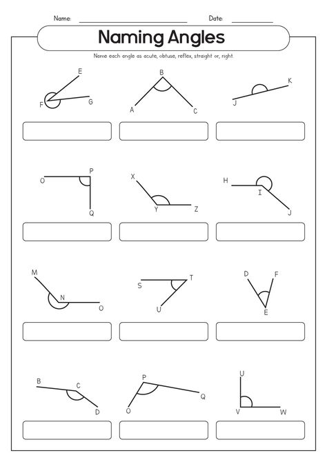 Geometry Worksheets High School, Angles Math Activity, Teach Angles, Measuring Angles Worksheet, Measure Angles, Grade 6 Math Worksheets, 8th Grade Math Worksheets, 7th Grade Math Worksheets, Geometry Angles