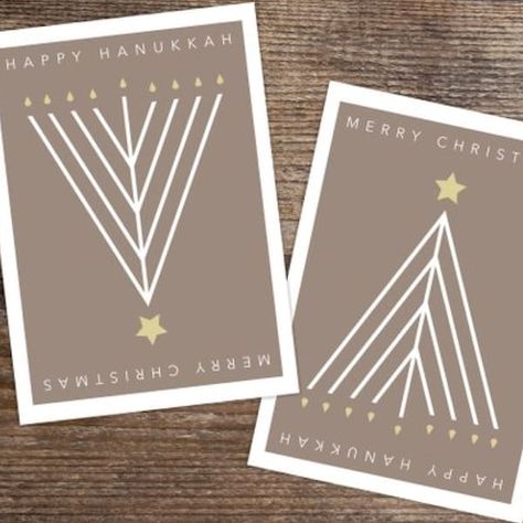 All in One Happy Hanukkah Merry Christmas Cards Hanukkah Cards Diy, Hannakah Cards, Hanukkah Cards Handmade, Chanukah Cards, Hannukah Decorations, Rude Christmas Cards, Hanukkah Ideas, Holiday Card Design, Hanukkah Sweater