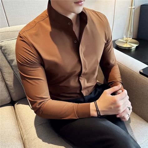 Streetwear Blouse, Business Dress Shirts, Fits Streetwear, Formal Shirt Dress, Stand Collar Shirt, Streetwear Shirts, Business Dress, Business Casual Dresses, Create Shirts