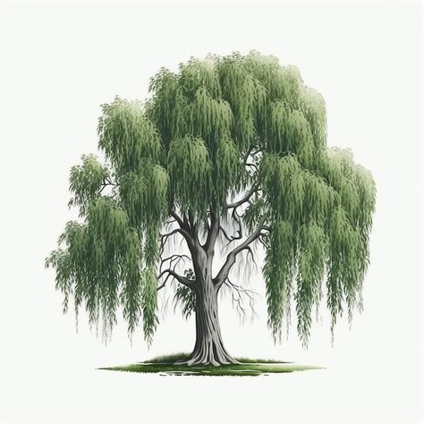 Photo willow tree cartoon drawing clear ... | Premium Photo #Freepik #photo #cartoon-tree #tree-drawing #tree #green-tree