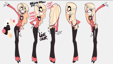 Vivziepop Charlie Ref Hotel Concept, Hazbin Hotel Charlie, Ange Demon, Character Sketches, Vivziepop Hazbin Hotel, Poses References, Character Design Animation, Character Sheet, Hotel Art