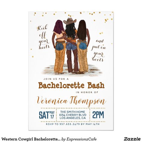 Western Cowgirl Bachelorette Bridal Shower Invitation Cowgirl Bridal Shower Ideas, Cowgirl Bridal Shower, Western Bridal Showers, Bridal Shower Invitation Wording, Western Bachelorette, Daughter Best Friend, Cowgirl Bachelorette, Disco Theme, Diy Bachelorette Party