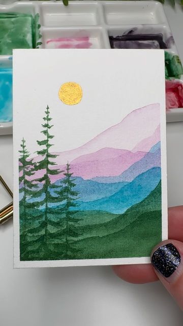 What To Paint Watercolor Easy, Watercolor Paint Ideas For Beginners, Watercolor Diy Easy, What To Watercolor Paint, Easy Painting Ideas On Canvas Watercolor, Watercolor Cards For Beginners, Intermediate Watercolor Paintings, Color Water Art Inspiration, Cute Art Ideas Painting