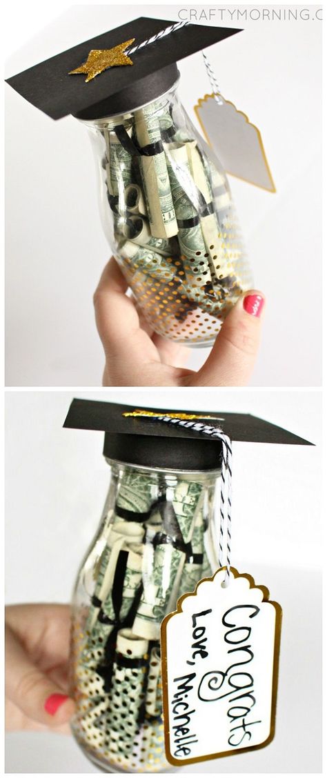 Graduation Glass Bottle Gift (Dollar bill diplomas) - perfect for high school or college grad gifts! College Grad Gifts, Graduation Party High, Graduation Money, High School Graduation Gifts, High School Graduation Party, Graduation Presents, College Graduation Gifts, Graduation Diy, Graduation Celebration