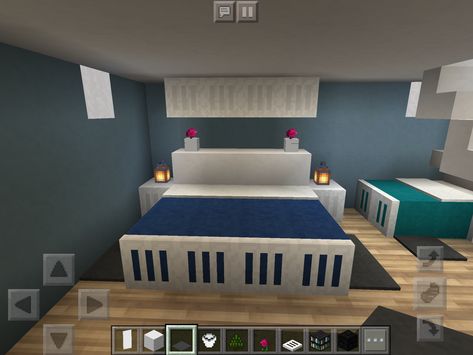 With toddler bed close by... bc... real life. Bed Design In Minecraft, Small Bed Design Minecraft, Double Bed Minecraft, Minecraft Single Bed Ideas, Minecraft Single Bed Design, Camas Aesthetic, Minecraft Hacks, Cottagecore Minecraft, Aesthetic Minecraft