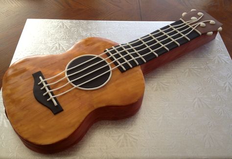 Ukulele Cake Ukulele Cake, Musical Cakes, Bolo Musical, Music Birthday Party, Music Cakes, Guitar Cake, Wilton Cake Pans, Cake Templates, Simple Cake Designs