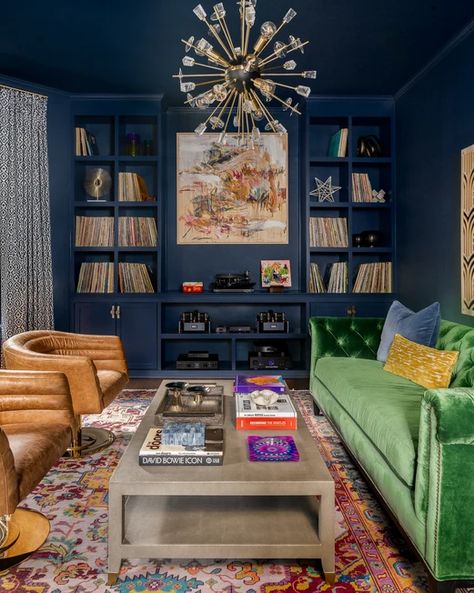 Den Music Room Ideas, Custom Record Storage, Music Room Built Ins, Built In Vinyl Record Storage, Moody Record Room, Built In Record Storage, Record Listening Room, Vinyl Listening Room, Music Lounge Room Ideas