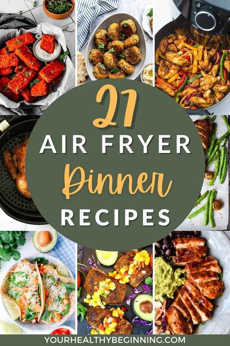 Dinner doesn't have to be a chore! With these 27 easy and healthy air fryer dinner recipes, you can whip up delicious meals with minimal effort. From air fryer chicken to air fryer salmon and veggies, these recipes will give you the motivation you need to make nutritious dinners with ease. Want to learn more? Head over to Your Healthy Beginning to read the full post! Dinner Recipes In The Air Fryer, Easy Healthy Dinner Recipes For Two Air Fryer, Dinner Ideas In The Air Fryer, Cheap Dinners Air Fryer, Dinner Ideas With Air Fryer, Airfryer Meals Easy, Airfryer Recipes For One Person, Meat In Air Fryer Ideas, Healthy Dinner Recipes Airfryer