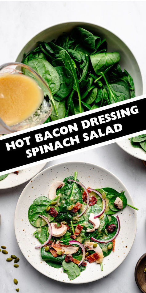 hot bacon dressing spinach salad Spinach Salad With Bacon Dressing, Best Spinach Salad, Spinach Salad With Bacon, Spinach Salad Dressing, Warm Bacon Dressing, Foods For Breakfast, Hot Bacon Dressing, Bacon Dressing, Complicated Recipes