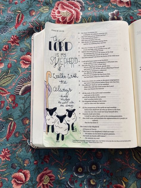 Psalm 22 Bible Journaling, Psalms Journaling Ideas, Psalm 23 Bible Journaling, Psalm 23 Art, Psalm Study, Legacy Bible, Bible Highlighting, Psalms 23, Doodle Journal