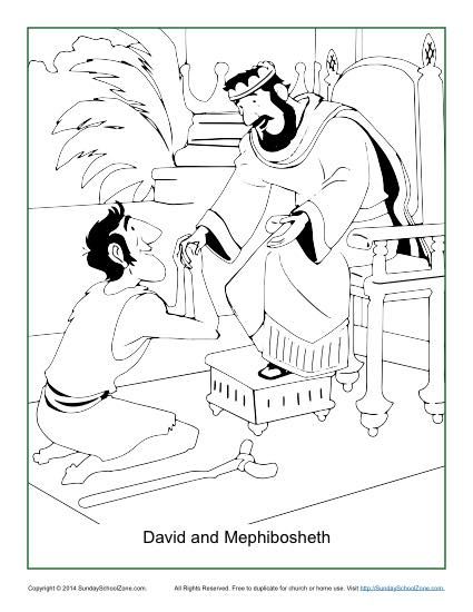 David and Mephibosheth Coloring Page David And Mephibosheth, Orange Curriculum, Childrens Bible Activities, Story Of David, Bible Coloring Pages, Sunday School Activities, Childrens Bible, Bible Activities, Bible Lessons For Kids