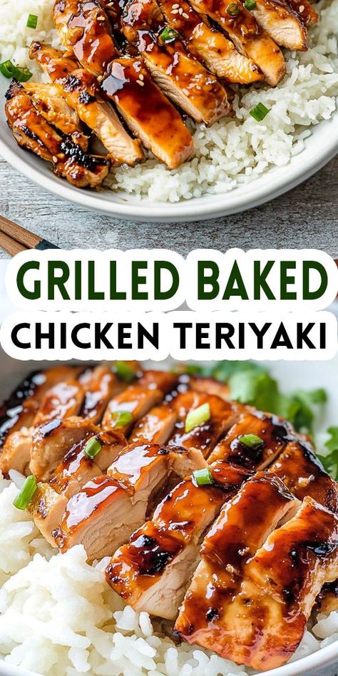 Looking for a quick, healthy, and flavorful dinner option? This Grilled Baked Chicken Teriyaki recipe combines sweet and savory flavors with a smoky, charred finish! Serve with steamed rice or veggies for a balanced meal that's ready in just 25 minutes! 🌿 👉 Try this mouth-watering recipe now and impress your family! 🍽️ #ChickenTeriyaki #GrilledChicken #HealthyMeals #QuickDinners #MealPrepIdeas Baked Chicken Teriyaki Recipe, Healthy Teriyaki Chicken, Teriyaki Chicken Breast, Baked Teriyaki Chicken, Teriyaki Chicken And Rice, Easy Teriyaki Chicken, A Balanced Meal, Teriyaki Recipe, Chicken Teriyaki Recipe