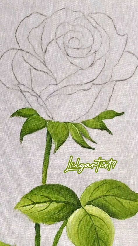 @delete248659 | Painting Rose flower on cloth YouTube - Lily artist fabric Works ( Fabric painting, acrylic painting, painting) | Instagram Rose Leaves Painting, Simple Rose Painting Acrylic, Cloth Painting Fabrics, Rose Canvas Painting, Rose Painting Acrylic, Slow Video, Cloth Painting, Painting Instagram, Crochet Bedspread Pattern