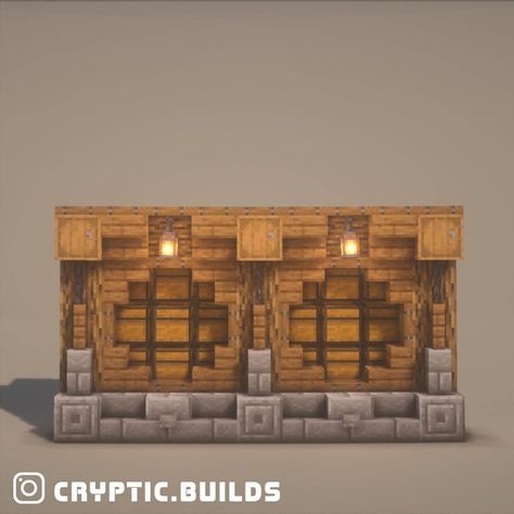 Minecraft House Window Ideas, Wall Design Minecraft House, Storage Wall Minecraft, Wall Design Minecraft Interior, Minecraft Interior Wall Ideas, Minecraft Interior Wall Design Ideas, Wall Minecraft Designs Interior, Crafting Table Ideas Work Stations Minecraft, Spruce Wall Design Minecraft