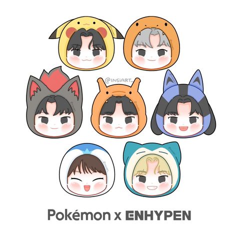 Enhypen Cartoon Character, Niki Drawings Easy, Enhypen Cute Drawing, Enhypen Doodle Art, Enhypen Chibi Fanart, Enhypen Character, Enhypen Animal Characters, Enhypen Painting, Enhypen Pixel Art