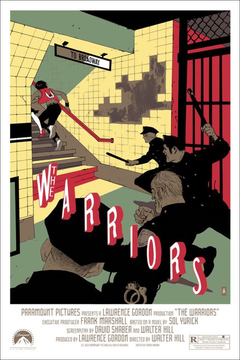 warrrrrioorrs,come out and plaaayeeyay! Tomer Hanuka, Mondo Posters, Warrior Movie, Best Movie Posters, The Warriors, Alternative Movie Posters, Pulp Art, Movie Poster Art, Film Posters