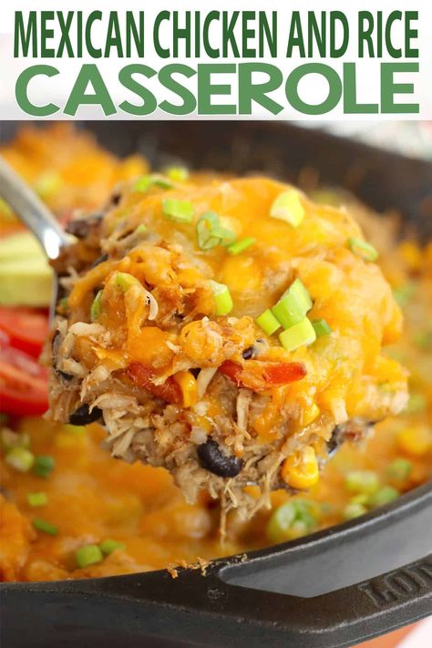 Mexican Chicken and Rice Casserole - Inspirational Momma Chicken And Rice Fajita Casserole, Mexican Chicken Casserole With Rice, Mexican Chicken Casseroles, Tex Mex Chicken And Rice, Mexican Chicken And Rice Casserole, Mexican Rice Dishes, Mexican Chicken And Rice, Tex Mex Chicken, Cheesy Spaghetti