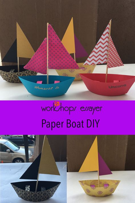 I loved the creation of this DIY.  Everything from coming up the design to actually designing each boat, what a blast. Make A Paper Boat, Sailboat Craft, Diy Paper Toys, Boat Crafts, Hanging Craft Ideas, Make A Boat, Origami Boat, Diy Boat, Hanging Craft