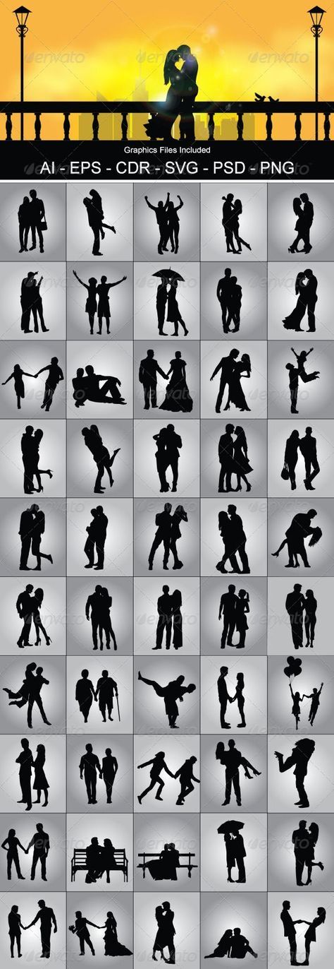 Couple Pose Romantic, Silhouette Poses, Pose Chart, Couples Silhouette, Romantic Poses, Painting Couple, Couples Pose, Dancing Couple, Silhouette People