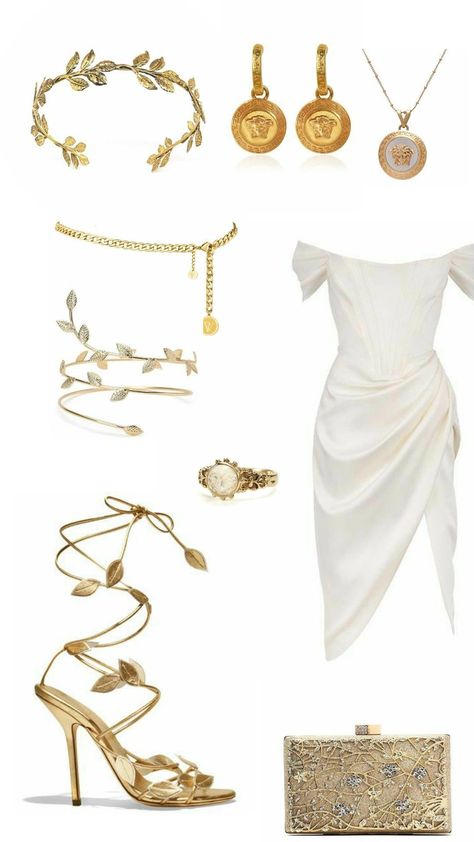 Greek Formal Dress, Greek Inspired Dress Prom, How To Dress Like A Greek Goddess, Goddess Party Theme Outfit, Greek Goddess Homecoming Dress, Greek Goddess Dress Prom, Greek Life Outfits, Greek Goddess Costume Accessories, Aphrodite Costume Aesthetic