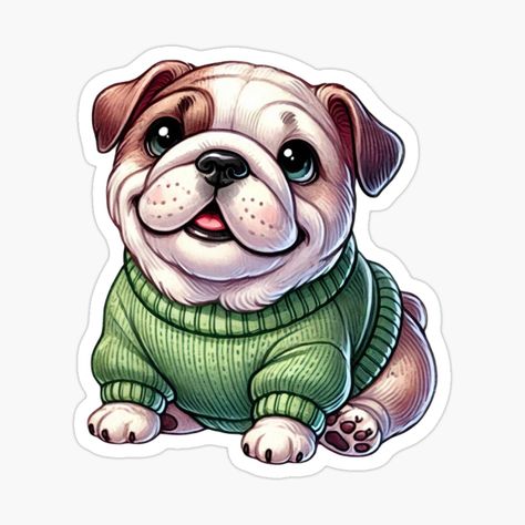 Get my art printed on awesome products. Support me at Redbubble #RBandME: https://www.redbubble.com/i/sticker/English-Bulldog-by-Happy-Place-OM/165539642.EJUG5?asc=u French Bulldog Cartoon, Bulldog Drawing, Bulldog Clipart, Bulldog Mom, Cute Bulldogs, British Bulldog, English Bulldog, Happy Place, Dog Lover