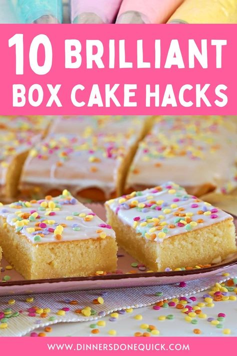 Elevate your baking game with these genius tips and tricks that will transform your ordinary box cakes into mouthwatering masterpieces! ????????‍???? Check out my article to learn more! #dinnersdonequick #BoxCakeHacks #boxcakemixhacks #boxcakemixhackswithpudding #foodhacks #desserthacks #cake #cakeideas #cakemixdesserts #BakingTips #GeniusHacks #BakingGame #bakinghacks #FoodInspiration #DessertIdeas Boxed Cake Ideas, Elevate Box Cake, Cake Box Hacks, Box Cake Hacks, Dessert Hacks, Box Cakes, Creamy Pie, Cake Mix Desserts, Baking Hacks