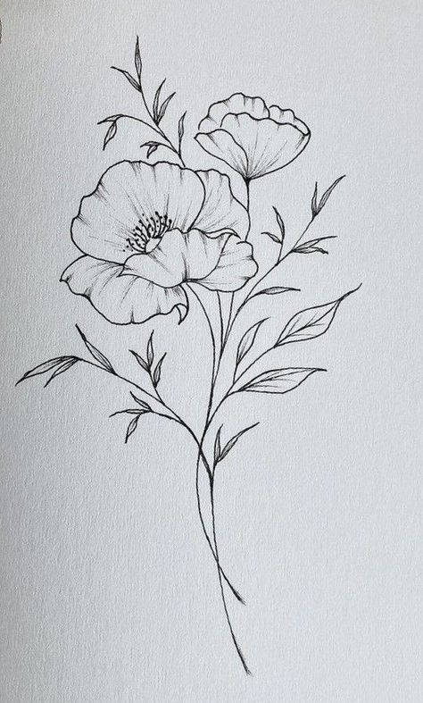 Simple Poppy Tattoo, Burnt Hats, Sunflower Tattoo Simple, 27 Tattoo, Poppy Flower Tattoo, Sketching Inspiration, Black Line Tattoo, Mandala Tattoos, Autumn Tattoo