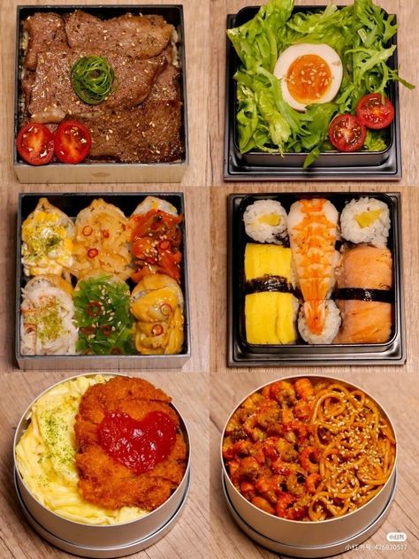 Korean Lunch Box Ideas, Japanese Bento Box Recipes, Bento Box Lunch Aesthetic, Bento Box Aesthetic, Cute Bento Boxes, Japanese Food Bento, 귀여운 음식 그림, Healthy Food Menu, Bento Recipes