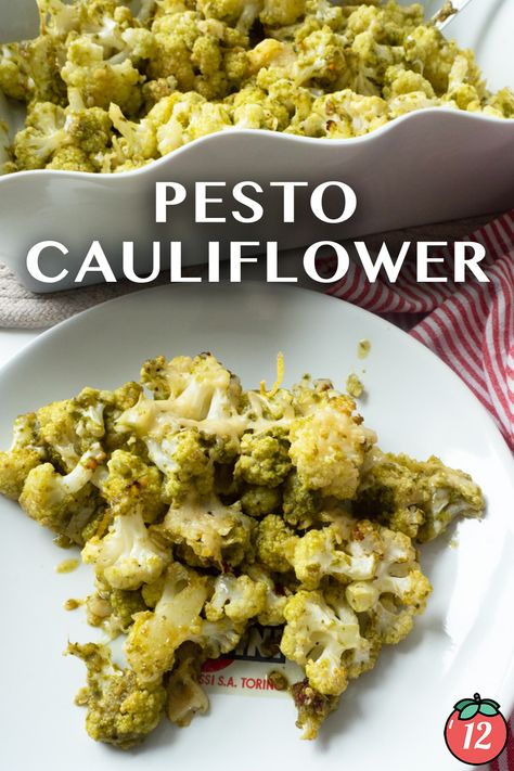 Pesto Cauliflower | 12 Tomatoes Cauliflower Pesto, Pesto Bake, Pesto Cauliflower, Recipes With Tomatoes, Baked Tomato Recipes, Food For Kidney, Food For Kidney Health, 12 Tomatoes Recipes, Kidney Recipes