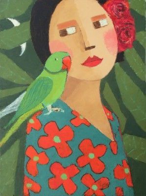 Naive Art People Paintings, Contemporary Portrait Art, Contemporary Art Painting Galleries, Naive Art People, Folk Art Painting Whimsical, Kunstjournal Inspiration, Red Rag, Contemporary Folk Art, Whimsy Art