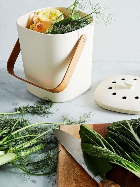 The Cutest Indoor Compost Bins For Your Small Space Apartment Composting, Compost Container, Compost Bins, Plastic Alternatives, Composting At Home, Yard Waste, Food Scraps, Compost Bags, Compostable Packaging