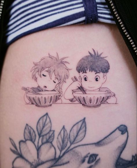 Japan Anime Tattoo, Ponyo Tattoo, Maching Tattoos, Tattoo Appointment, Timeless Tattoo, Food Tattoos, Ghibli Tattoo, Petit Tattoo, Dragon Tattoo For Women