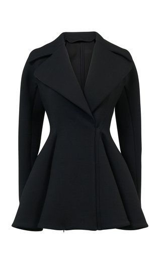 Women's Alaïa Fall/winter 2023 Collection | Moda Operandi Mini Coat, Peplum Coat, Classy Coat, Cute Professional Outfits, Princess Silhouette, Black Fr, Princess Coat, Black Princess, Contemporary Dresses