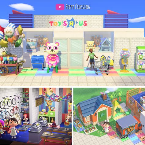 Animal Crossing New Horizons build ideas kidcore Acnh Bunny Villagers, Acnh Walmart, Acnh Toy Store, Acnh Kidcore Builds, Acnh Toy Shop, Acnh Building Ideas, Acnh Kidcore Build Ideas, Acnh Build Ideas, Acnh Kidcore