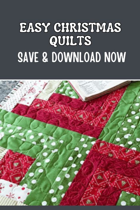 Get into the festive spirit with our collection of easy Christmas quilts. This board features a variety of simple yet beautiful patterns perfect for the holiday season. Whether you're a beginner or an experienced quilter, these designs offer a fun and joyful way to create cozy, holiday-themed quilts that will add a touch of warmth and cheer to your home. Quick Christmas Quilts, Patterns For Table Runners Free, Christmas Jelly Roll Quilt Patterns Free, Christmas Quilted Table Toppers Free Pattern, Beginner Christmas Quilt Patterns, Beginner Christmas Quilt, Easy Quilt Block Patterns Free, Easy Christmas Quilt Patterns Free, Simple Quilt Designs